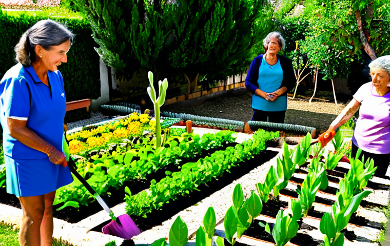 Rehabilitation Success - Garden of Hope**

"A vibrant, well-tended garden in Spain, symbolizing growth and recovery. A diverse group of people (fully clothed, appropriate attire) are participating in gardening activities, assisted by therapists/gardeners. Emphasize bright colors, sunshine, and a sense of community. Safe for work, family-friendly, professional setting, perfect anatomy, natural proportions."

**