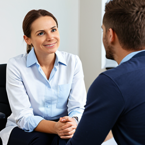 Home 28 Empathetic Rehabilitation Counselor**
* **Prompt:** A fully clothed, professional rehabilitation counselor in a bright office, actively listening to a client. The counselor is making eye contact and displaying a caring expression. The client is also fully clothed and appears comfortable. Focus on the empathetic connection. Perfect anatomy, correct proportions, natural pose, safe for work, appropriate content, professional, family-friendly.
**