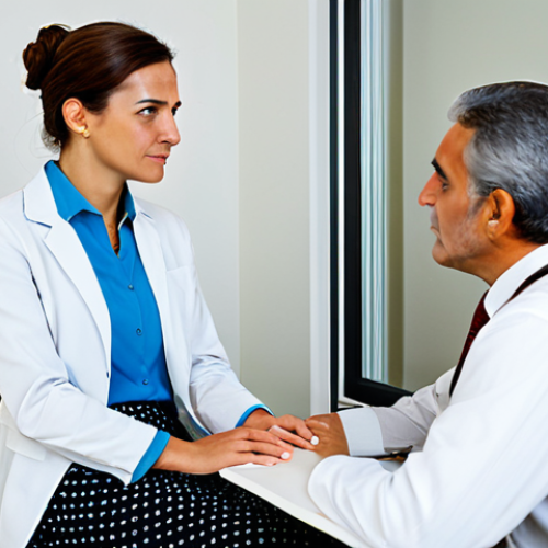 Home 15 The Empathetic Counselor**
A rehabilitation counselor, fully clothed in professional attire (blouse and skirt or professional pantsuit), sits across from a patient in a brightly lit office in Madrid, Spain. The counselor is leaning forward, listening attentively with a warm and empathetic expression. The patient is casually dressed but fully clothed. The scene should evoke trust and understanding. Perfect anatomy, correct proportions, safe for work, appropriate content, professional, modest, family-friendly.
**