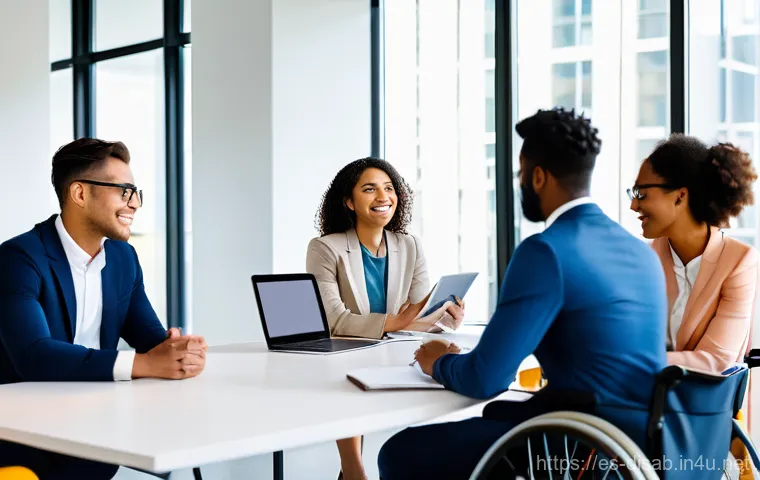 장애인재활상담사 현장 실습 팁 - **Prompt:** Inside a warmly lit, modern rehabilitation clinic with light-colored walls and large win...