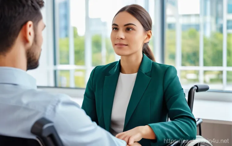 장애인재활상담사 면접 준비 체크리스트 - **Prompt 1: Empathy and Active Listening**
A rehabilitation counselor, a kind-faced woman in her...