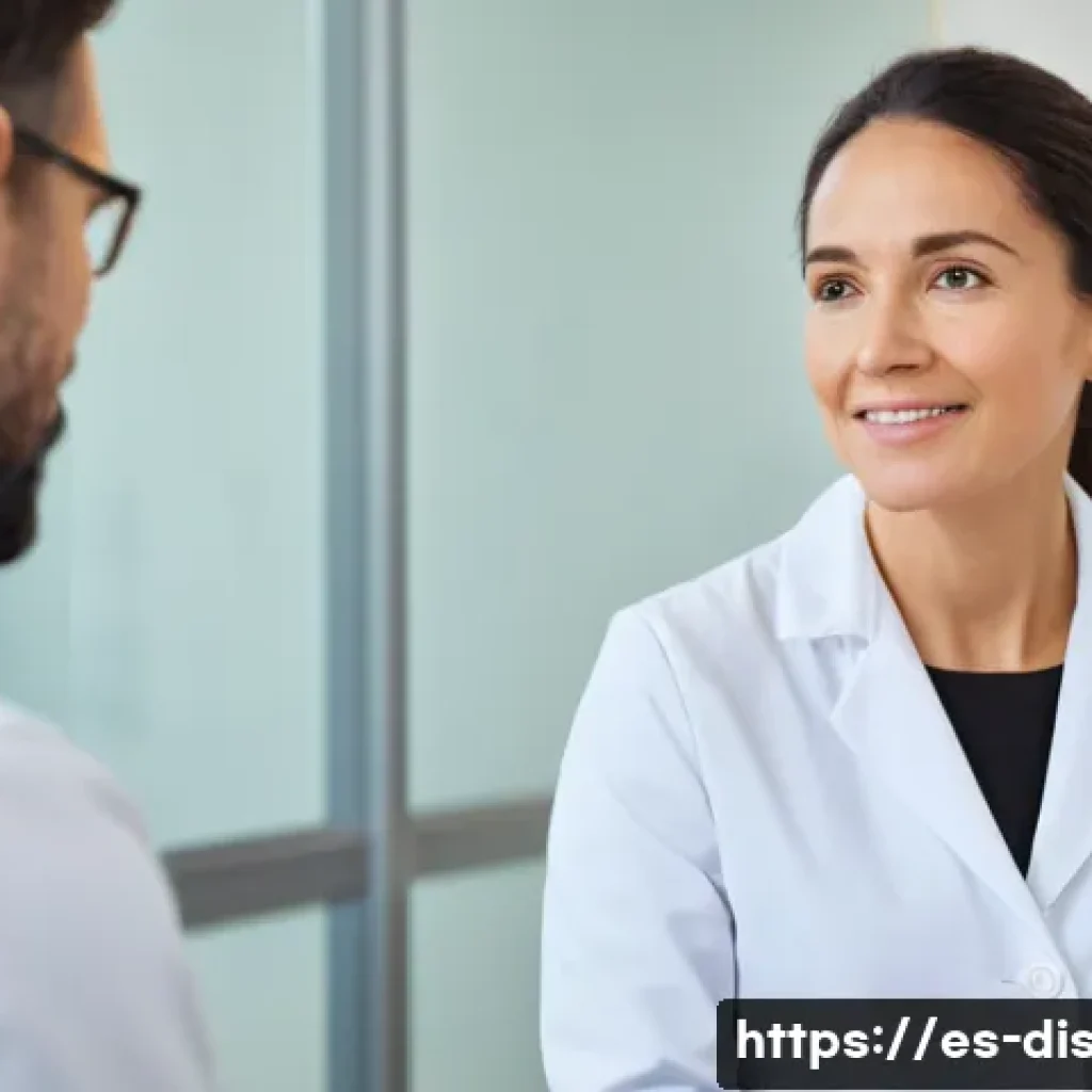 장애인재활상담사 취업 면접 질문 - A professional rehabilitation therapist in a bright, modern clinic setting, attentively listening an...