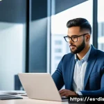 장애인재활상담사 연봉 협상 팁 - A professional rehabilitation specialist in a modern clinic setting, reviewing a detailed portfolio ...