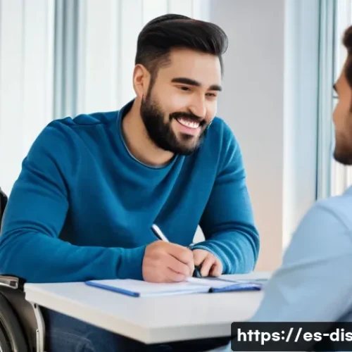 장애인재활상담사 업무사례 - A compassionate rehabilitation consultant conducting a detailed initial assessment with a young adul...