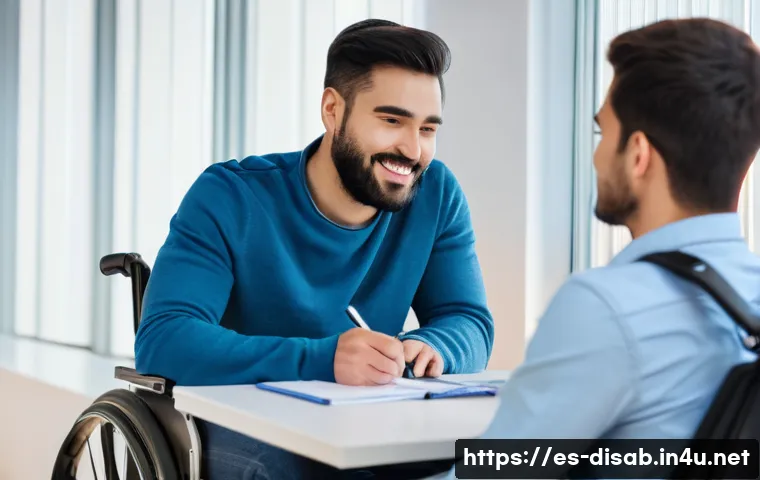 장애인재활상담사 업무사례 - A compassionate rehabilitation consultant conducting a detailed initial assessment with a young adul...