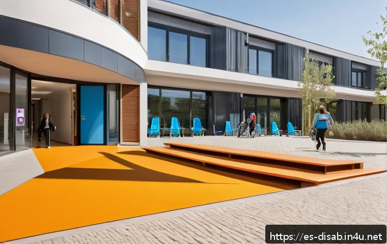 장애인재활상담사 관련 국내 법률 - A modern rehabilitation center in Spain, featuring universal accessibility elements such as wide ram...