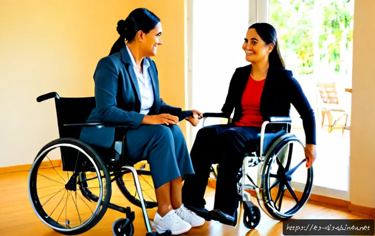 Home 17 장애인재활상담사 취업 시 유리한 경력 - Photorealistic rehabilitation counseling experience scene in a welcoming community therapy center, c...