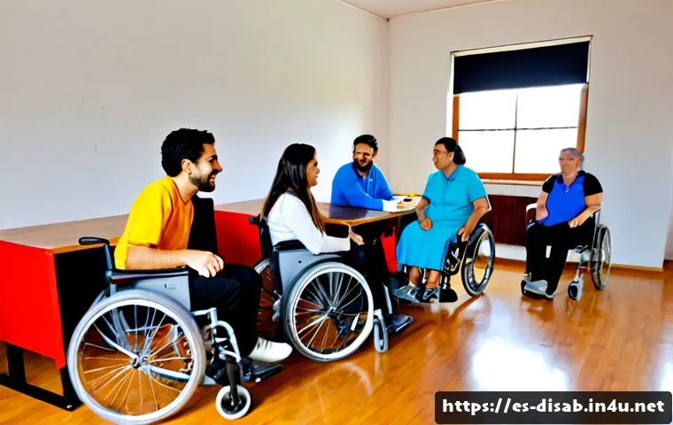 장애인재활상담사 네트워크 활용 - Photorealistic vocational rehabilitation counselor in a bright Spanish community employment center, ...
